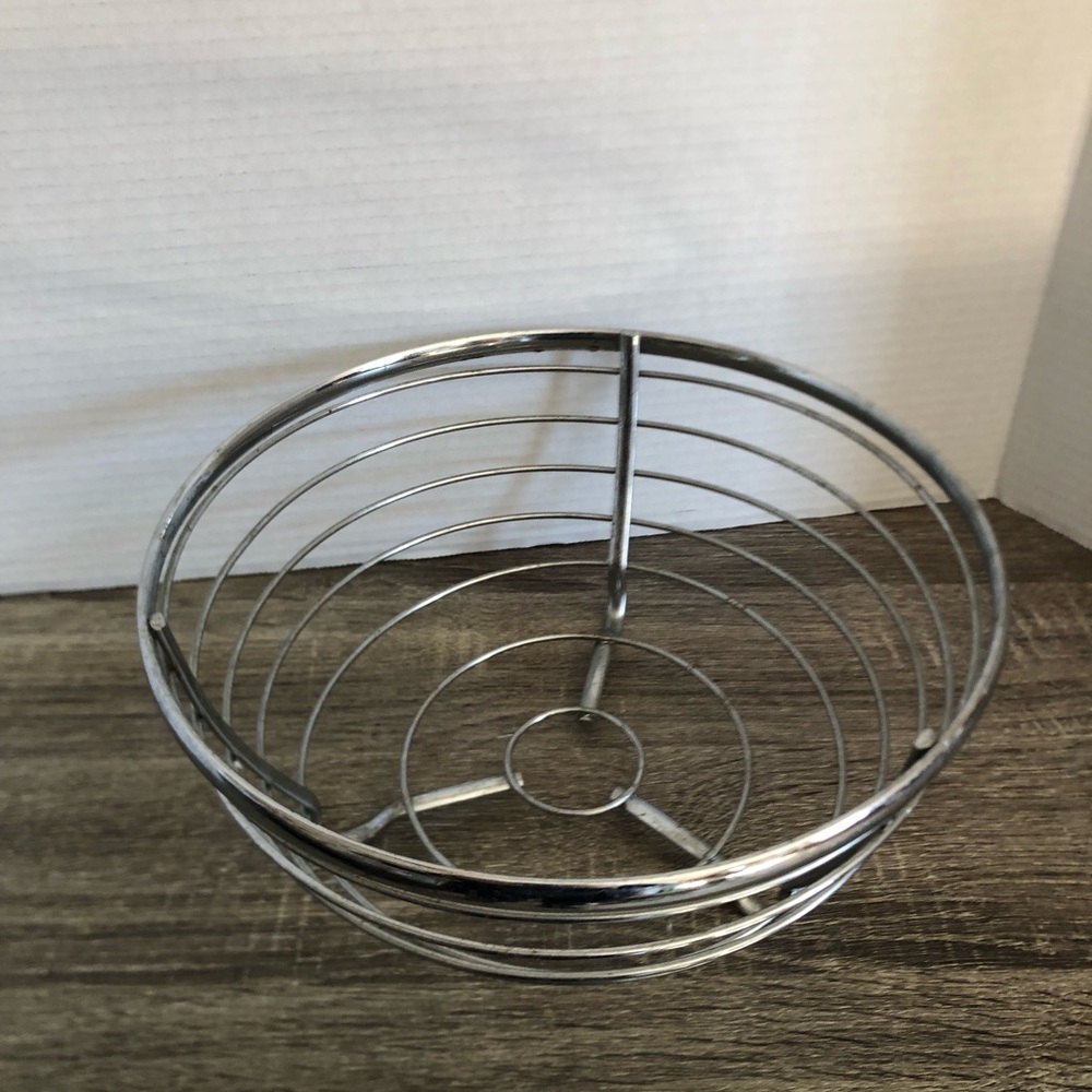 Vtg MCM Silver Metal Fruit Basket Bowl